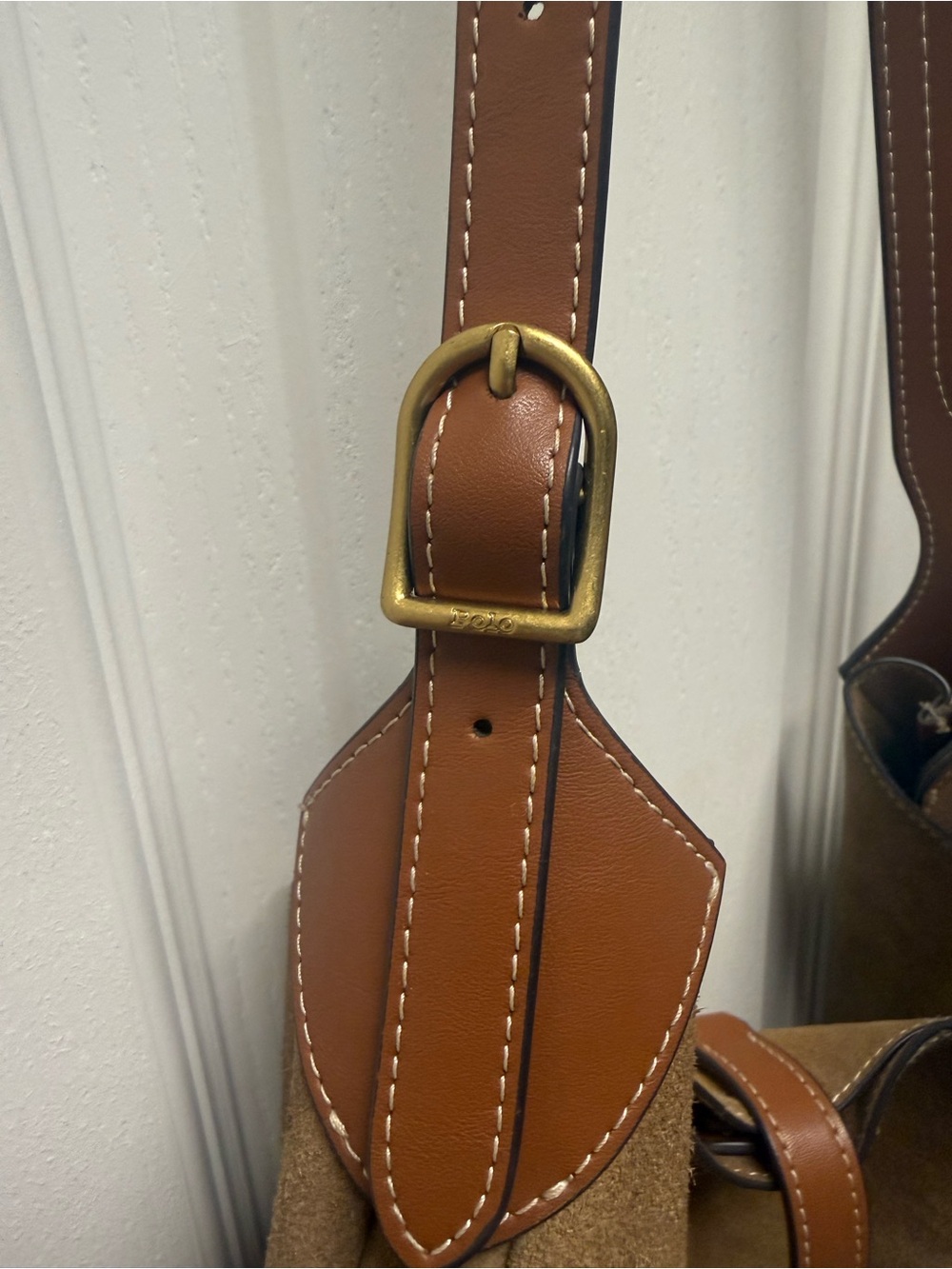 Polo ID Medium Suede shoulder Bag - Picture 9 of 10